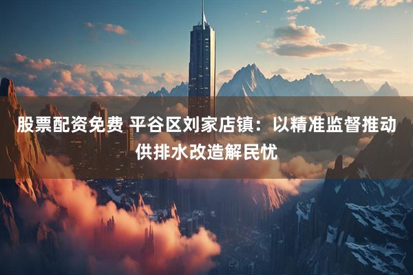 股票配资免费 平谷区刘家店镇：以精准监督推动供排水改造解民忧